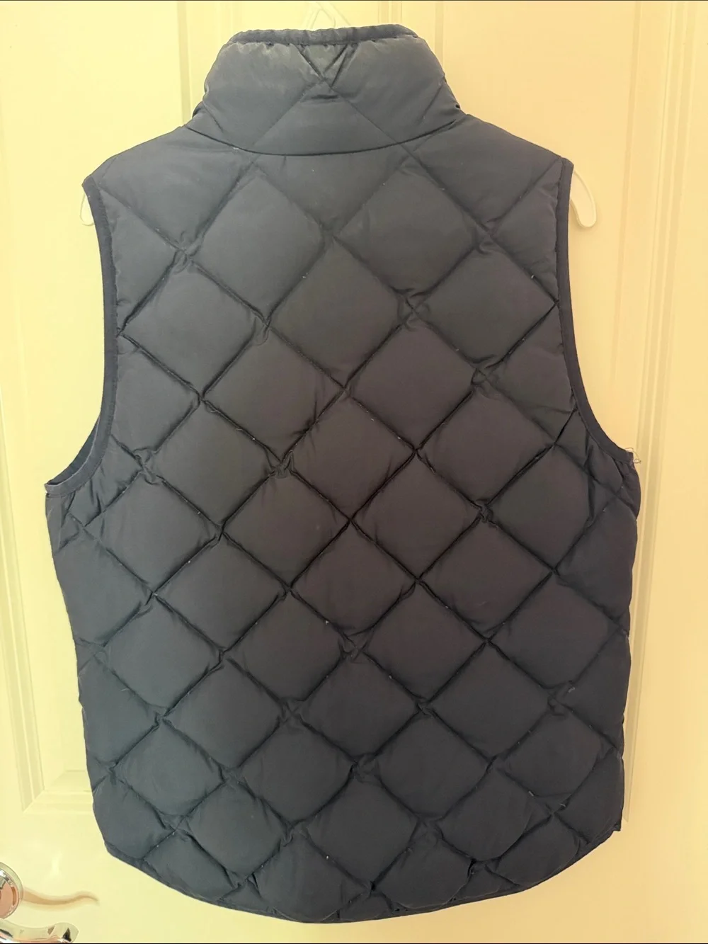 J. Crew Navy Quilted Vest with Yellow Zipper Accents